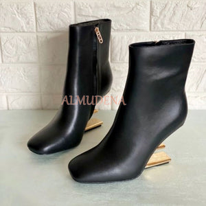 Leather Nappa Ankle Boots with High Heels