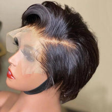 Straight Pixie Cut Transparent Lace Human Hair Wig