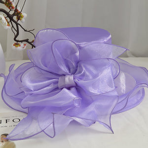 Wide Brim Elegant Flower Accented Hat
