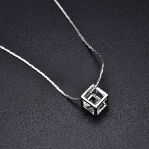 Magic Cube & Cone Dazzling Crystal Pendant Necklace