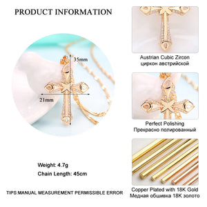 LADYCHIC Classic Gold Color Cross Pendant Paved with Micro Zirconia