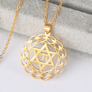 Star of David in the Circle Pendant Necklace