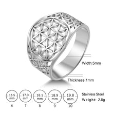 Elegant Flower of Life Stainless Steel Viking Ring