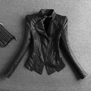 Slim Short Faux Leather Jacket