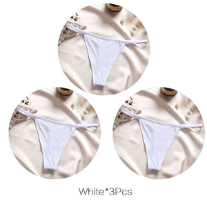 Cotton 3-pce T-back Low Waist Thongs