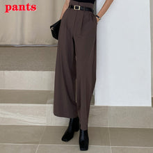 Two Piece Short Blazer + High Waist Wide Leg Long Pants