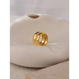 Stylish Stainless Steel Layered 18k Gold Plated Ring