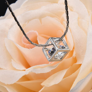 Magic Cube & Cone Dazzling Crystal Pendant Necklace