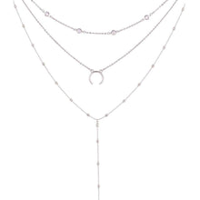 Crescent Moon Pendant & 3 Layer Chain Necklace Set