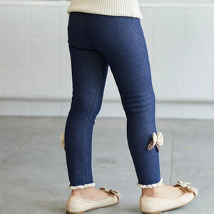 Thick Warm Winter Bow Bottom Jeans