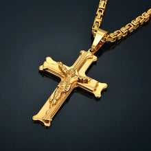 Stainless Steel Cross Pendant With Long Chain