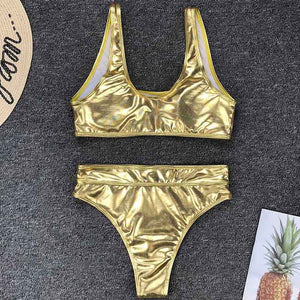 High Cut Shiny One Piece Swimsuit