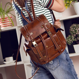 Vintage Large Capacity Leather Backpack