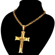 Stainless Steel Cross Pendant With Long Chain