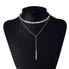 Double Chain & Bar Pendant Necklace Set