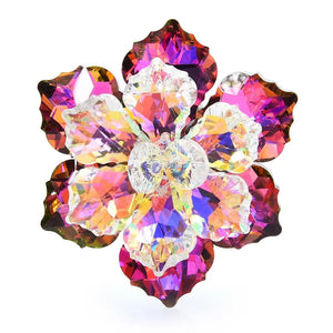 Wuli&baby Shining Glass Flower Brooch