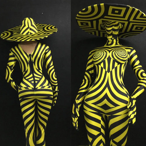 Carnival Print Striped Jumpsuit