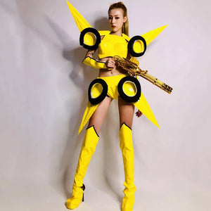 Yellow Female Warrior Rave Costume