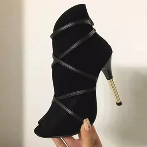 High Heel Open Toe Ankle Boots