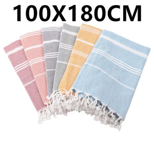 Oversized Tassel Turkish Cotton Striped Towel