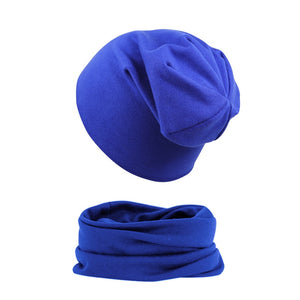 2Pcs Solid Color Beanie Cap and Scarf Set