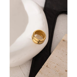 Stylish Stainless Steel Layered 18k Gold Plated Ring