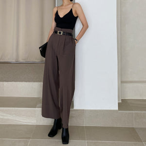 Two Piece Short Blazer + High Waist Wide Leg Long Pants