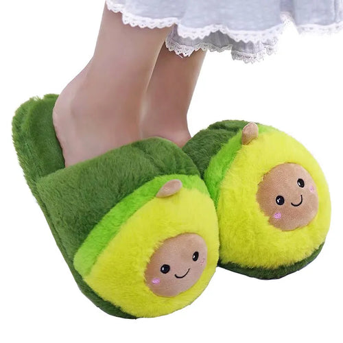 Cute Avocado Face Soft Slippers