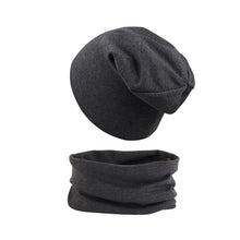2Pcs Solid Color Beanie Cap and Scarf Set