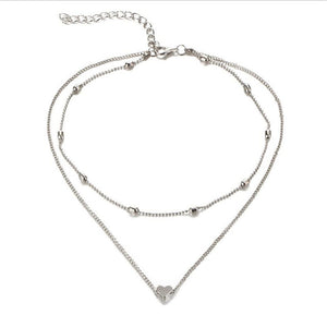 Double Layer Love Heart Adjustable Necklace