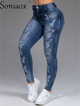 High Waist Stretch Distressed Jeans