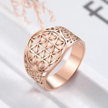 Elegant Flower of Life Stainless Steel Viking Ring