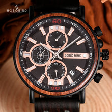 BOBO BIRD Wood Military Stainless Steel Wristwatch