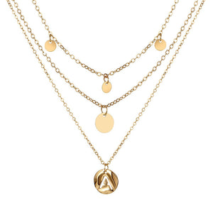 Long Layered Chain Necklace & Pendant Set