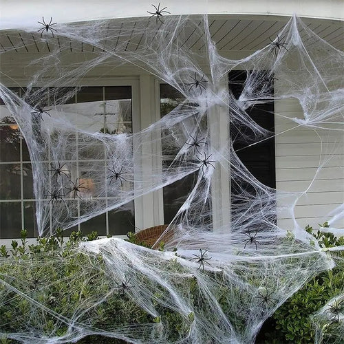 Artificial Spider Web Super Stretch Cobwebs with Spiders
