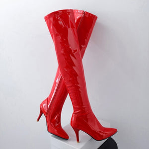 Thigh High Patent Leather Over the Knee Boots
