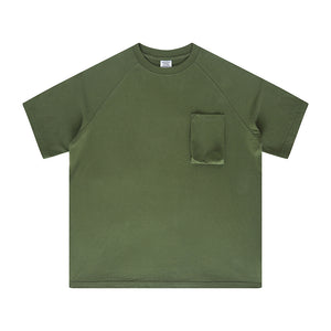 Washed Solid Color Heavy Weight Three-Dimensional Pocket Short-Sleeved T-shirt