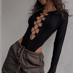 Stylish Ingenuity Hollow out Strap Blouse