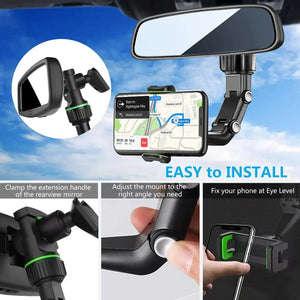 Rearview Mirror Mounted 360° Rotating Phone Mount