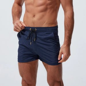 Breathable Solid Drawstring Quick-drying Swimming Trunks