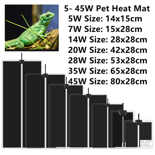 5-45W Reptile Heat Mat Terrarium Climbing Pad with Adjustable Temperature Controller