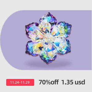 Wuli&baby Shining Glass Flower Brooch