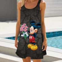 Cartoon Print Sleeveless Cute Mini Sling Dress