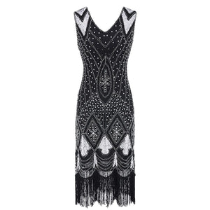 1920S Great Gatsby Tasseled Beaded Sequin Party Dress