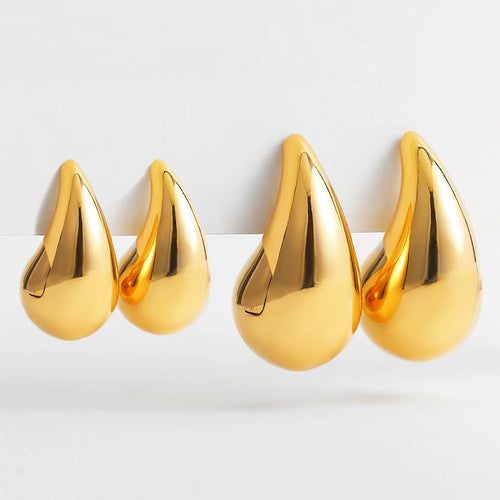 Exaggerated Gold Plated Tear Drop Earrings