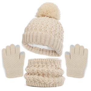 Knitted Hat Scarf and Gloves Set