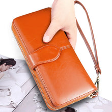 Stylish Oil Wax Coated Zippered Clutch