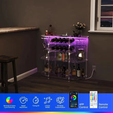 Acrylic Bar Cabinet with Charging Station & LED Lights