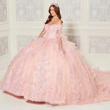 EVLAST 3D Floral Applique Beading With Cape Quinceanera Dress