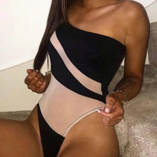 One Piece Sheer One Shoulder Bathing Suit